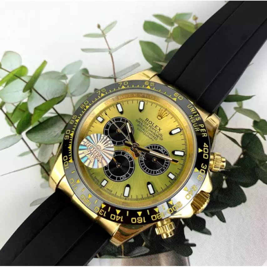 Đồng hồ Nam KMTP 889 hồ cơ Automatic mặt vàng cao su size 42 mm + Thẻ Bảo Hành