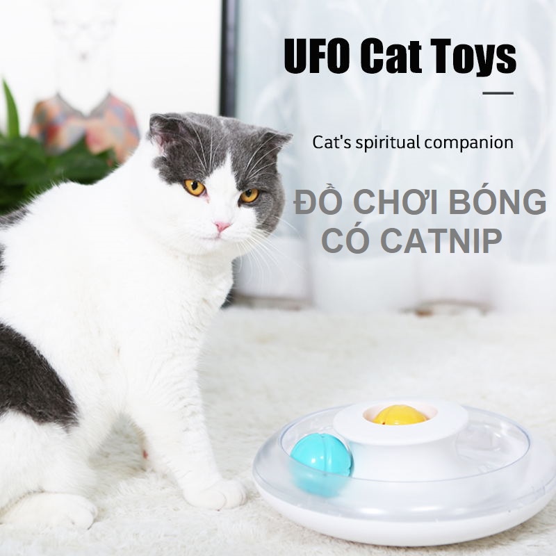 Đồ chơi cho mèo đĩa bay Pakeway UFO 2 bóng + catnip bên trong