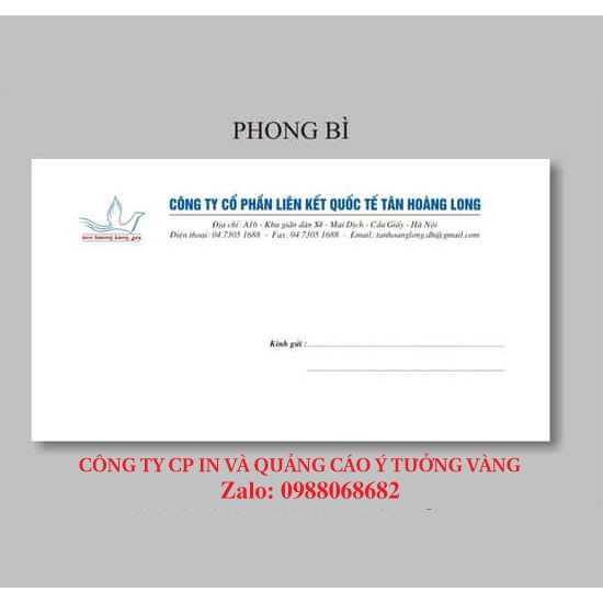 In phong bì 12x22,11x19cm  in lo go nội dung tên công ty, miễn phí thiết kế tập 100 cái