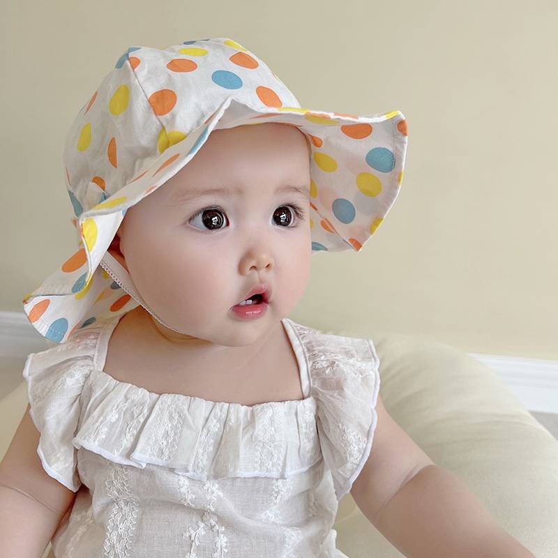 Mũ xô bằng cotton hoạ tiết chấm bi đáng yêu cho bé