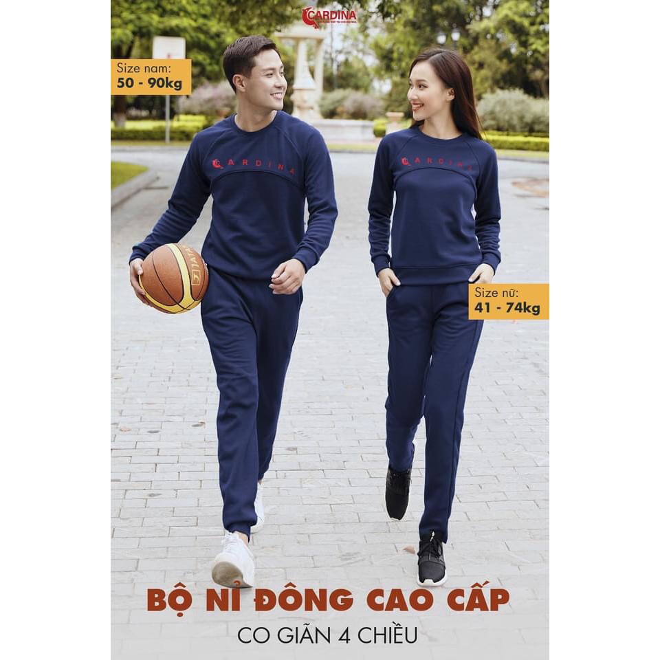 Đồ Bộ mặc nhà, bộ Nỉ Nữ Thu Đông Cao Cấp CARDINA Chất Cotton Tự Nhiên, Mềm Mại