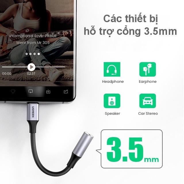 Cáp chuyển đổi âm thanh USB Type-C ra 3.5mm có chip DAC Ugreen 80154  -Bảo hành 18 tháng