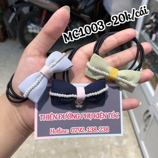 Cột tóc nơ đính hạt ngọc cao cấp