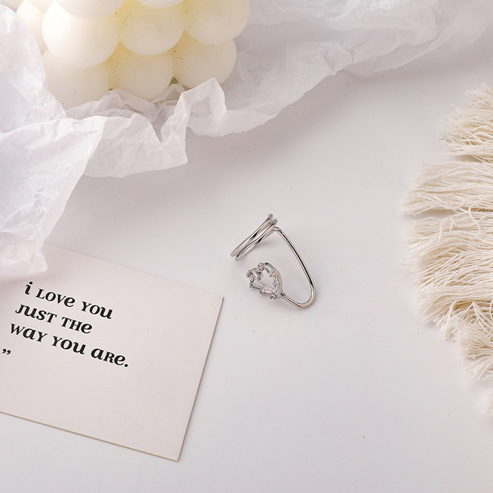 Nhẫn Đeo Tay Kim Loại Hình Trái Tim Đính Đá Thời Trang Cho Nữ