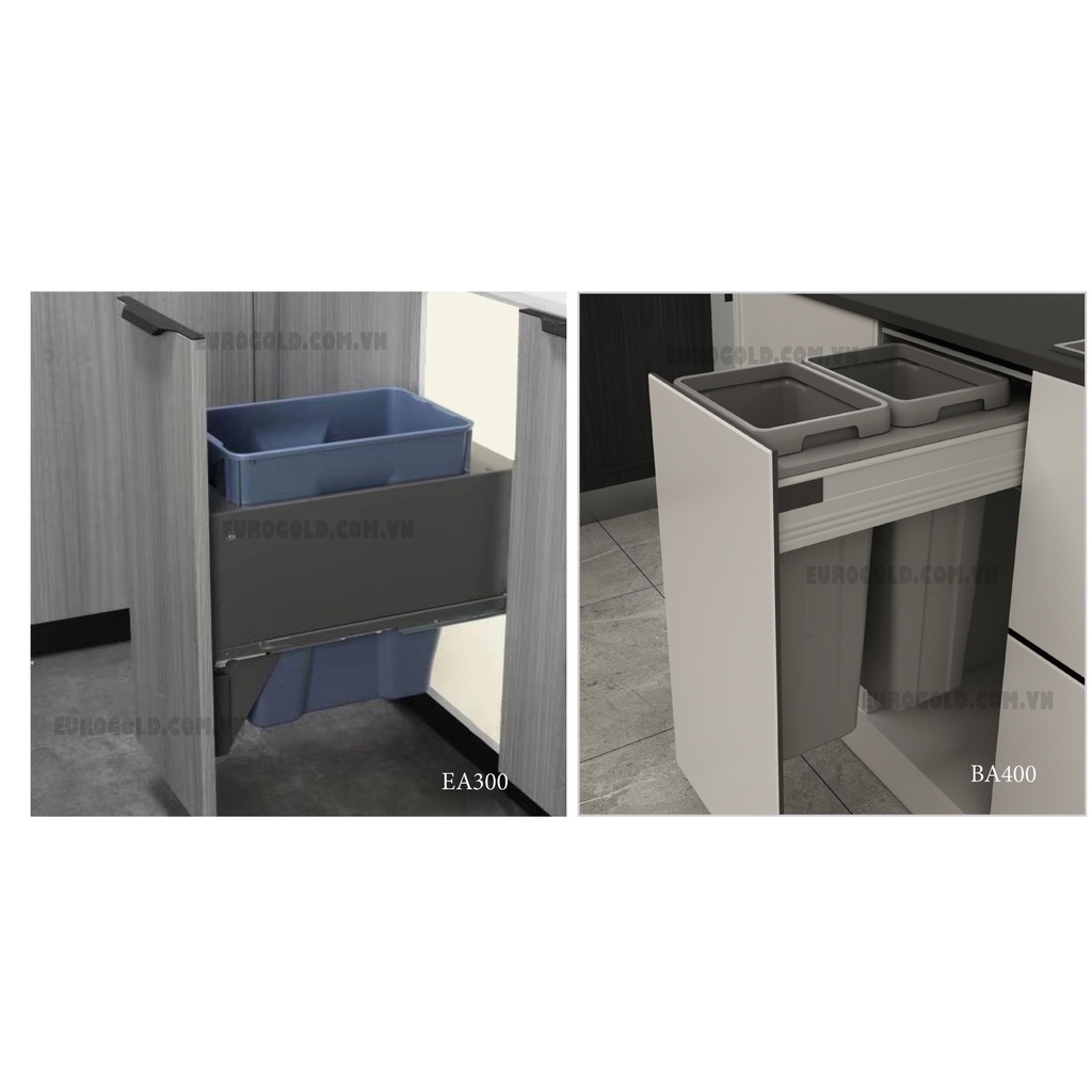 Thùng rác âm tủ giảm chấn cao cấp EA300 - EA400