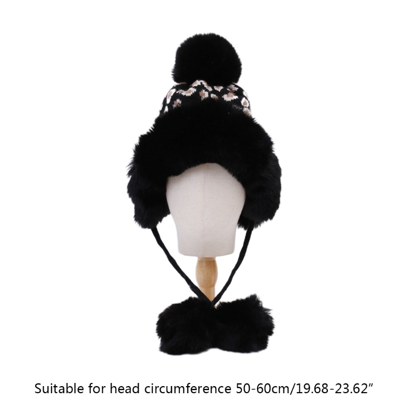 Mũ Len Dệt Kim In Họa Tiết Da Báo Chống Gió Ấm Áp