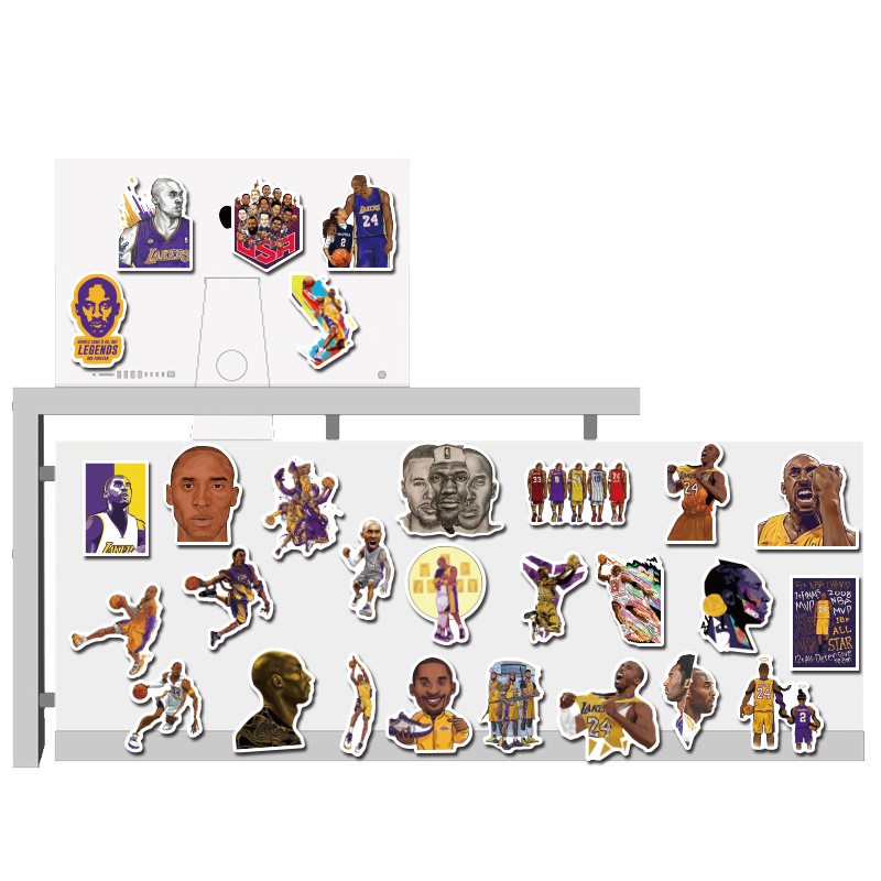 [Set 10 chiếc] Sticker Bóng Rổ, Ván Trượt, Jeep Dán Trang Trí Bàn Học, Sticker Dán Mũ Bảo Hiểm Sticker NBA Skate Jeep