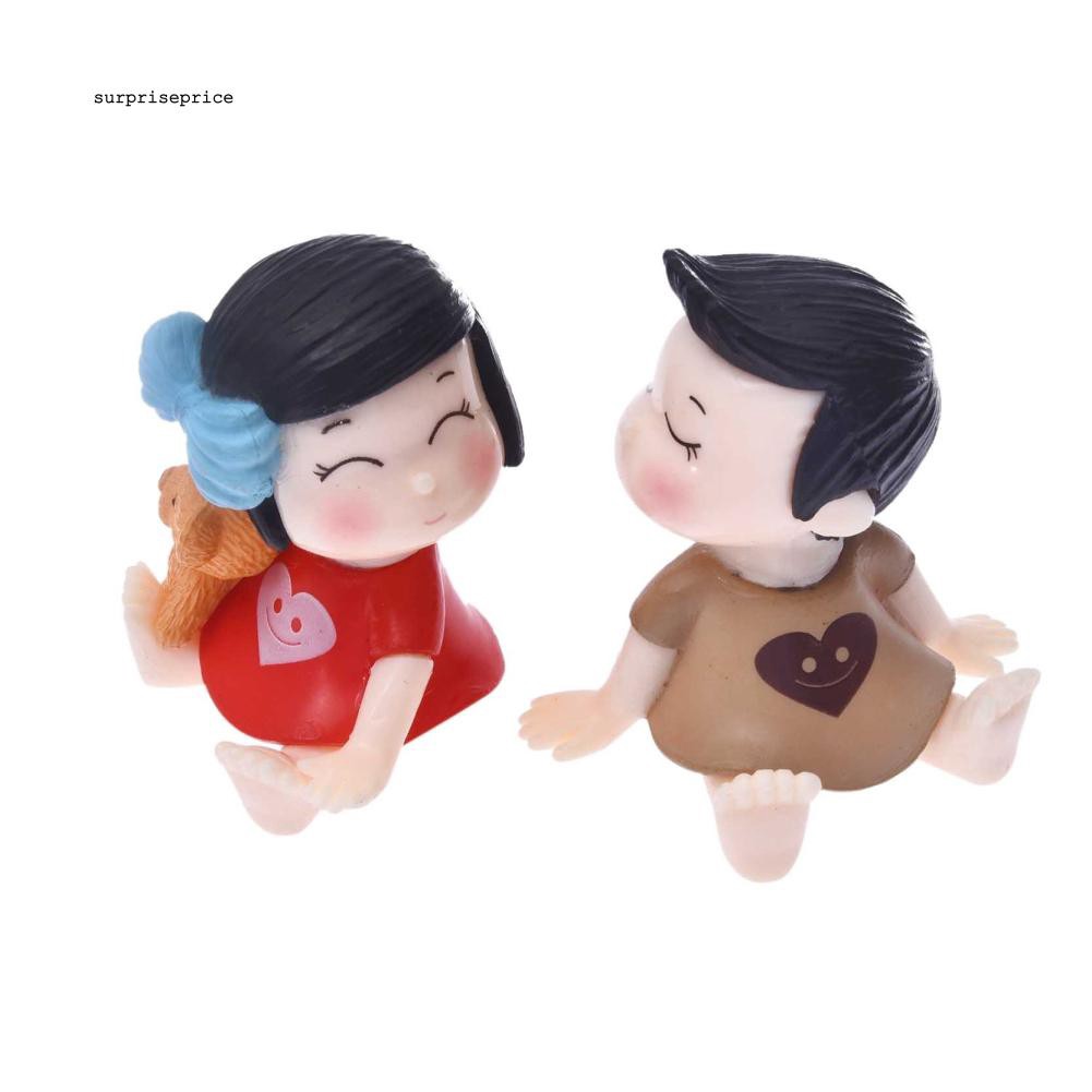 Set 2 tượng bé gái và bé trai trang trí tiểu cảnh