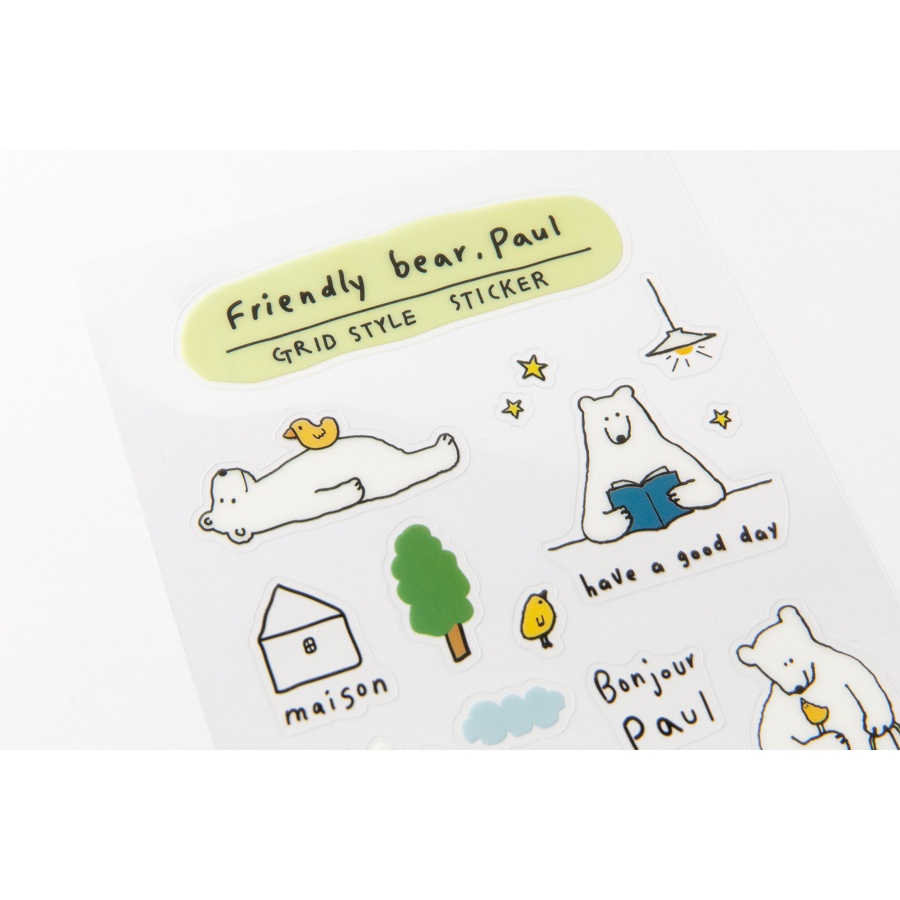 Sổ Ghi Chú ARTBOX Hàn Quốc Bìa PP Trong Suốt Đóng Gáy Lò Xo Giấy Kẻ Ô Vuông Kèm Sticker Hình Gấu BearDễ Thương