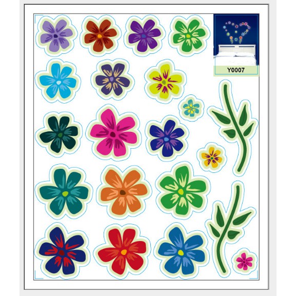 Decal trang trí tường - Hoa sắc màu 02 - DẠ QUANG