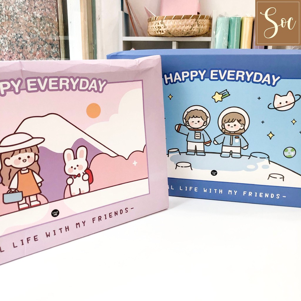 (Video) Bộ Sổ tay Happy Everyday kèm túi giấy siêu cute