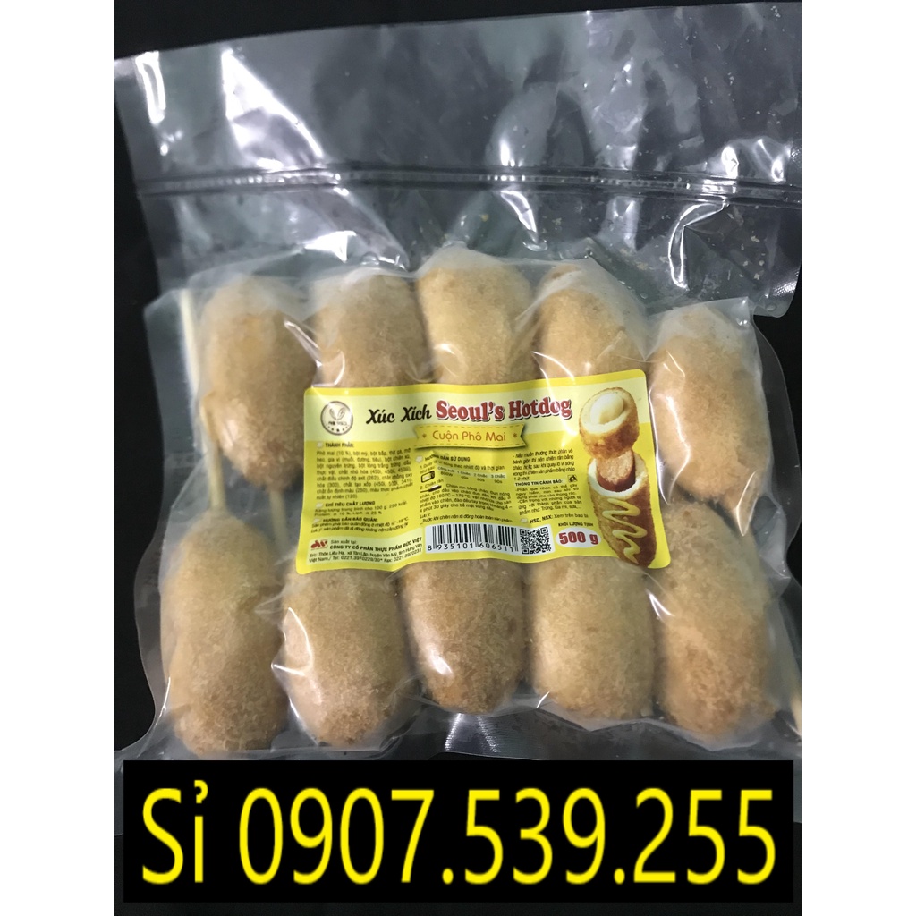 Xúc Xích Đức Việt Dòng Seoul's hotdog cuộn Phô mai | Túi 500Gr - 10 bánh | hàng trực tiếp nhà máy (g