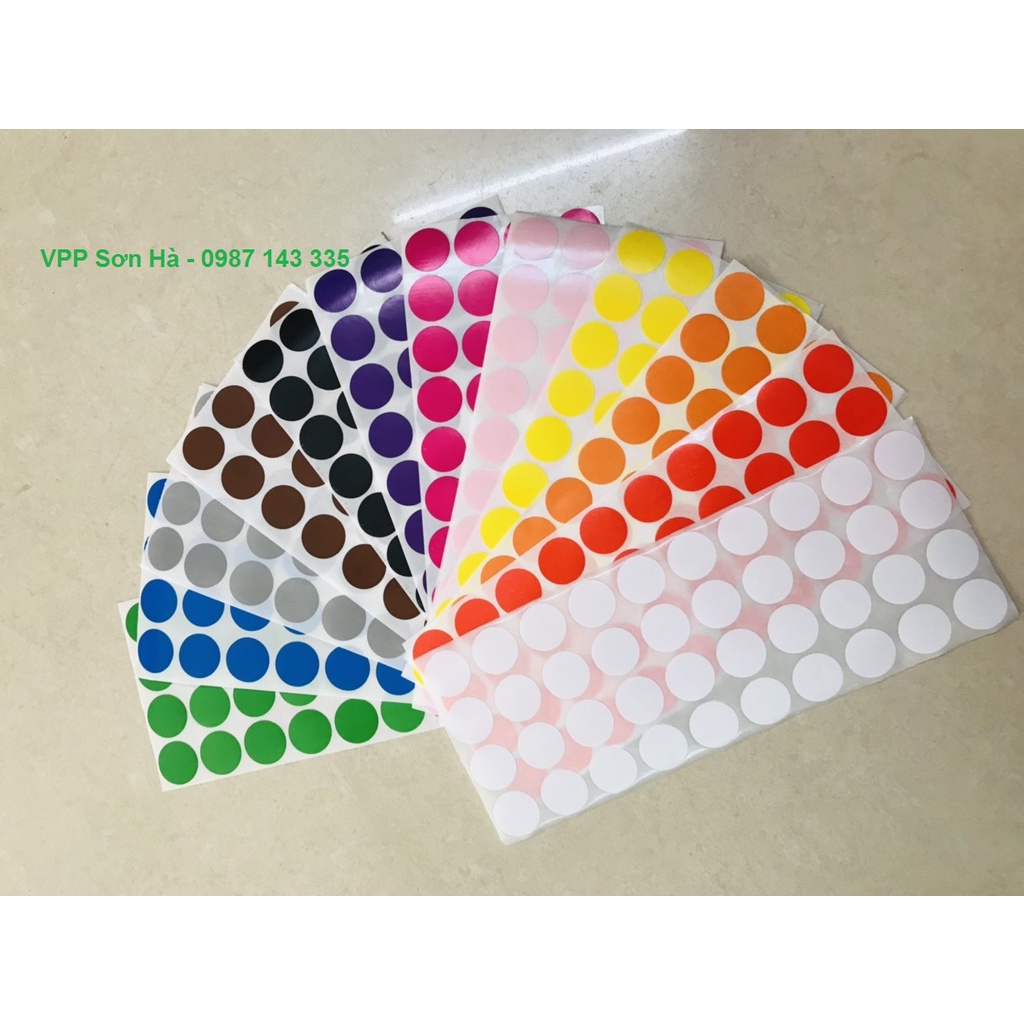 Set 100 tờ (tương đương 4000 tem) nhãn dán tròn chấm bi đường kính 2cm nhiều màu dán đánh dấu tháng, phân loại hàng