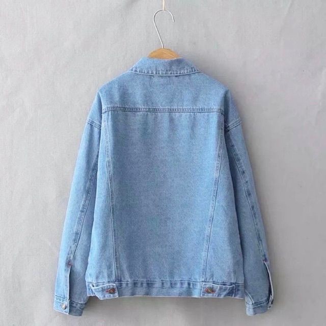 { 6 Túi  } Áo KHOÁC JEAN Khoác Bò Nam Nữ Trơn Cổ bẻ Hàn Quốc màu Xanh, Đen đơn giản  [hình Thật] Cao cấp