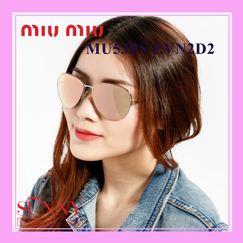 Kính mát thời trang Miu Miu MU53PS ZVN2D2 chính hãng, thiết kế dễ đeo bảo vệ mắt