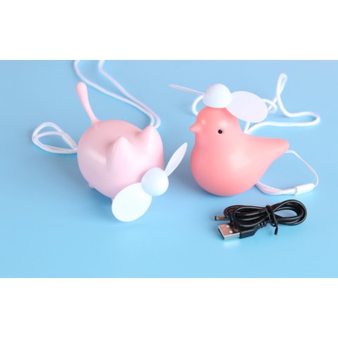 Quạt Mini Cầm Tay mèo xanh QS1 Quạt sạc mini Chú Chim quạt usb quạt cute quạt dễ thương