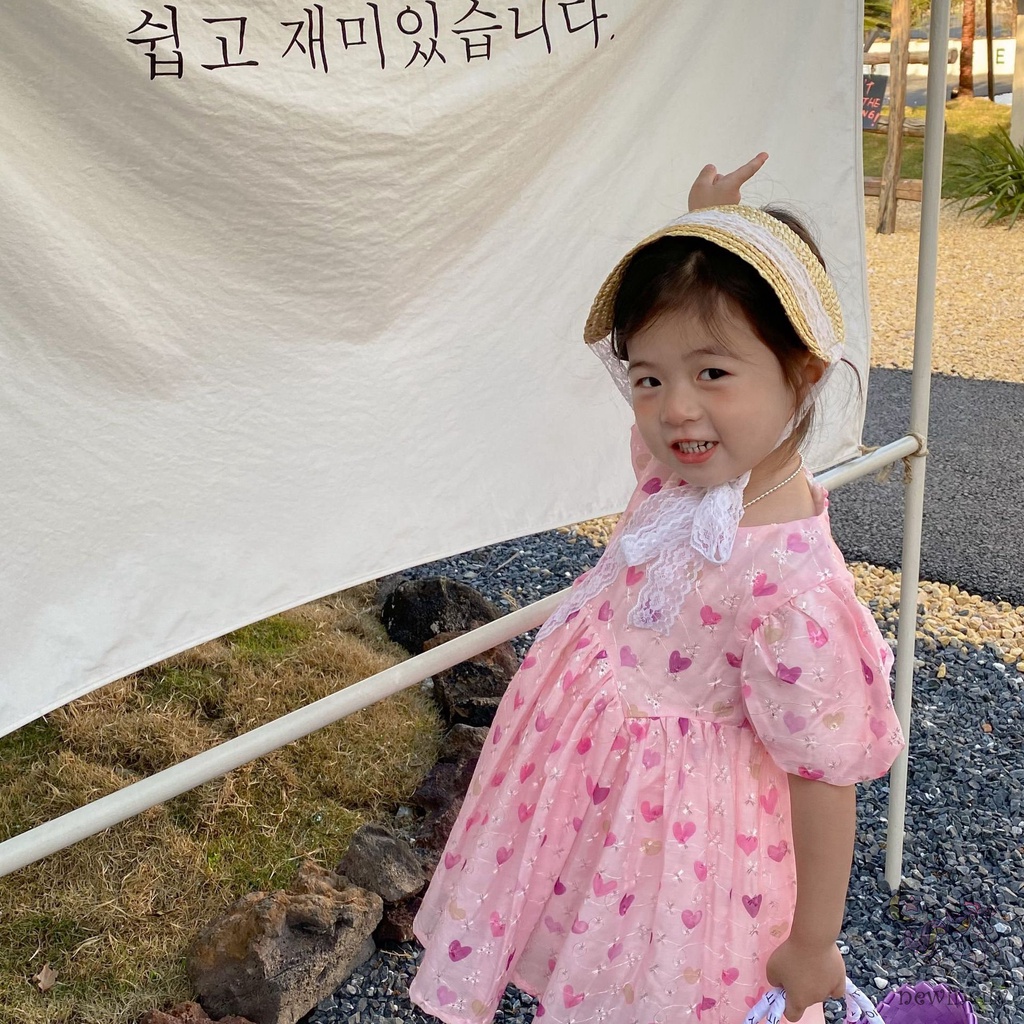 Đầm Công Chúa Tay Phồng Phong Cách Hàn Quốc Ngọt Ngào Cho Bé Gái