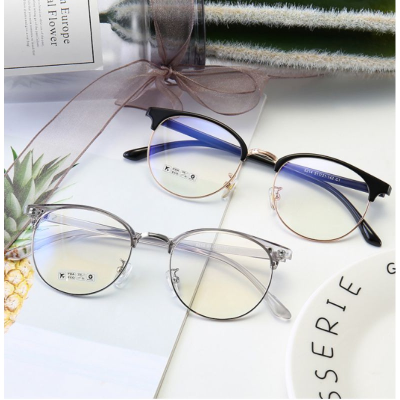 GỌNG KÍNH CẬN TRÒN KIM LOẠI NỮA GỌNG