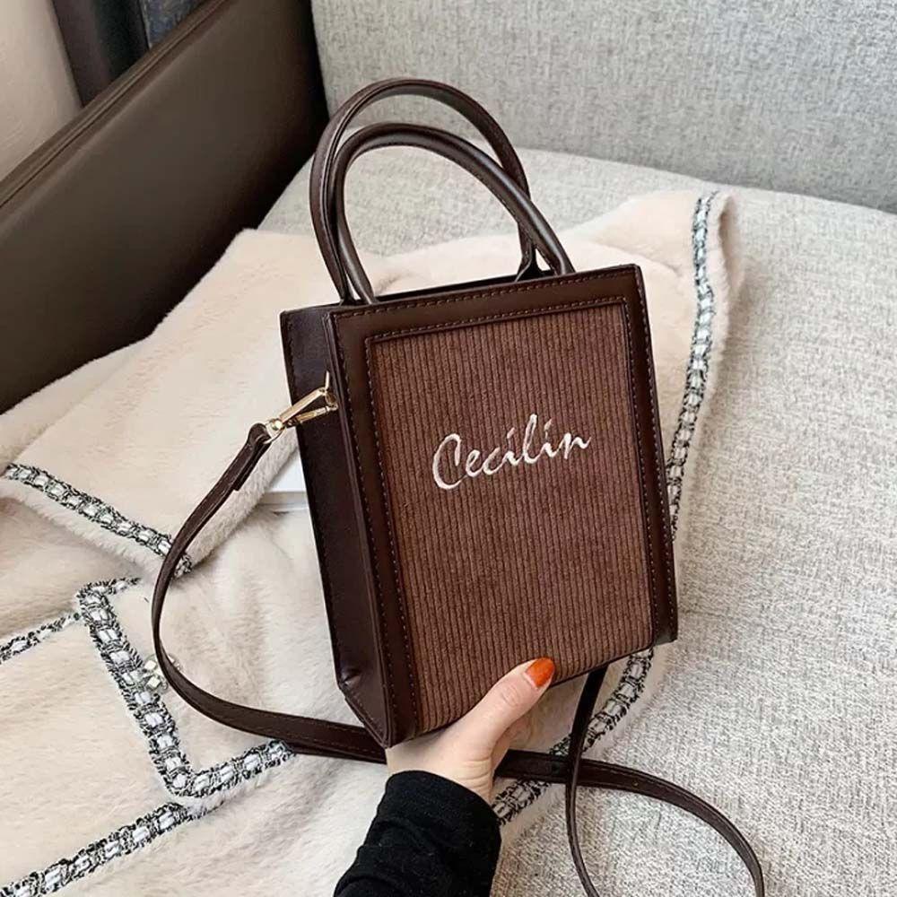 Túi Xách Đeo Vai Cỡ Lớn Thêu Chữ Phong Cách Retro Sang Trọng Cho Nữ