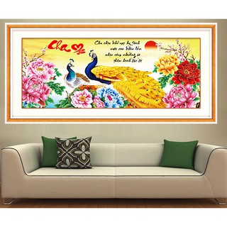 Tranh đính đá cha mẹ lv134 - kt:109x50cm