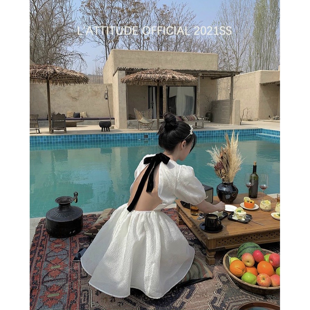 Đầm xòe nữ, đầm nữ màu trắng chất vải đẹp, hàng bán shop, phom váy trẻ trung, dưới 52kg | BigBuy360 - bigbuy360.vn