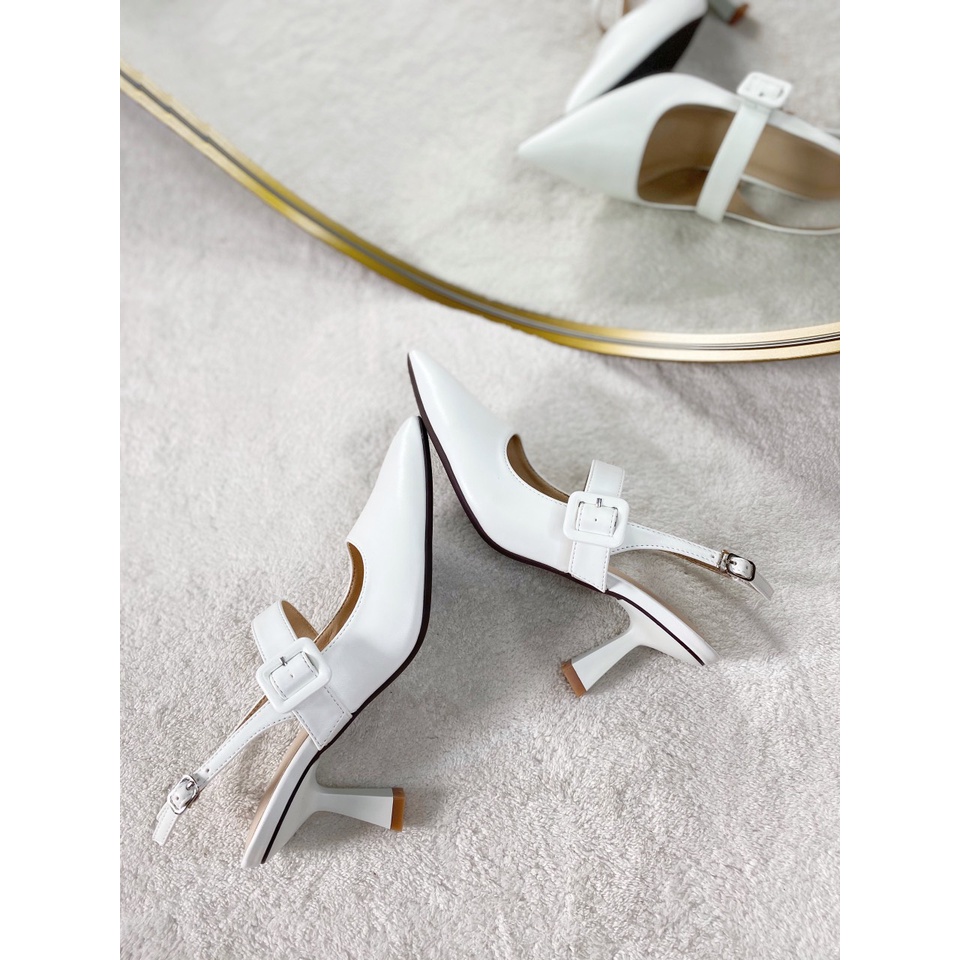 Giày cao gót - Sandal slingback COCO BEBE & CAPELLA mũi nhọn vintage 8p VNXK