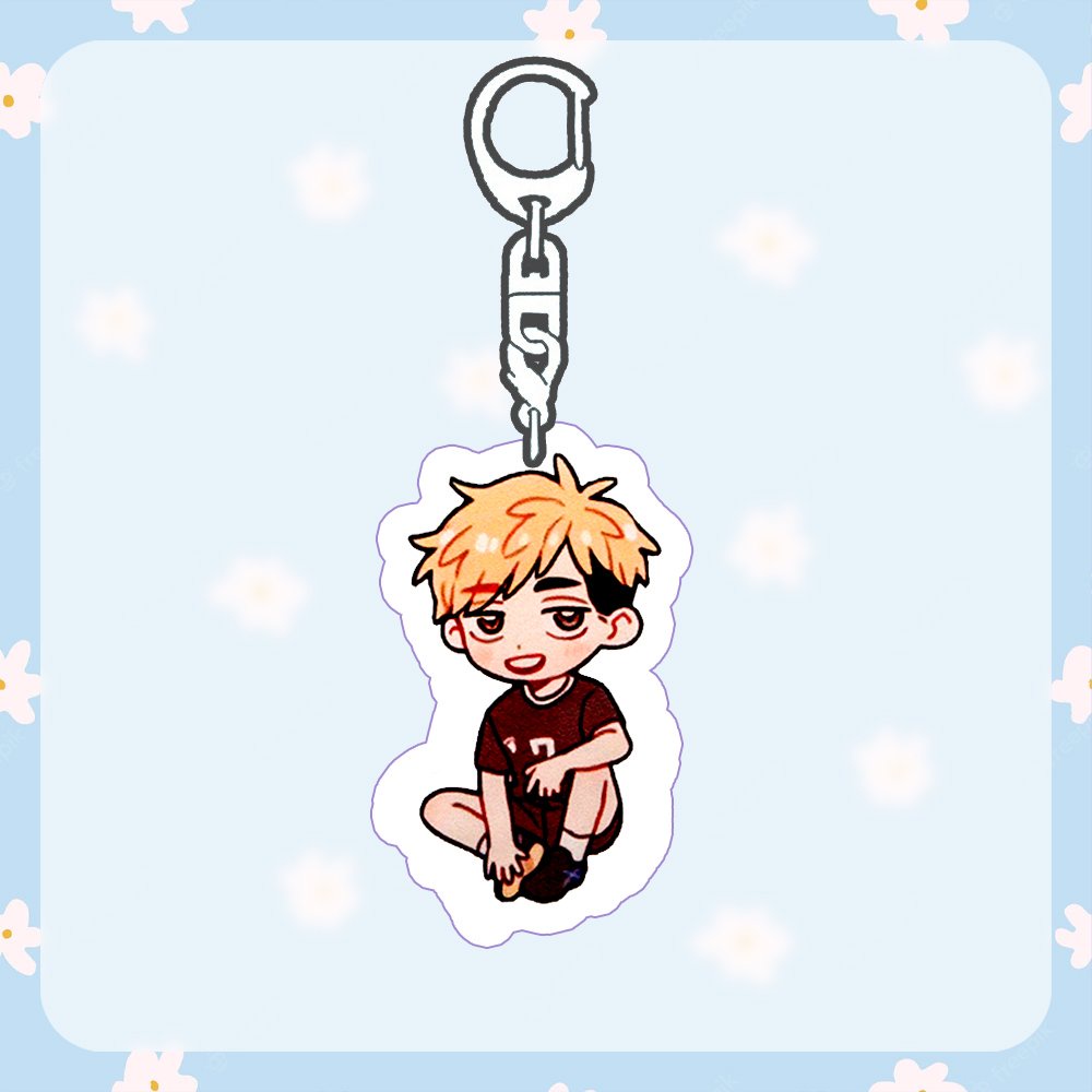 ( Mica trong acrylic ) Móc khóa Haikyuu!! Vua bóng chuyền ver ngồi nghỉ ngơi anime chibi xinh xắn