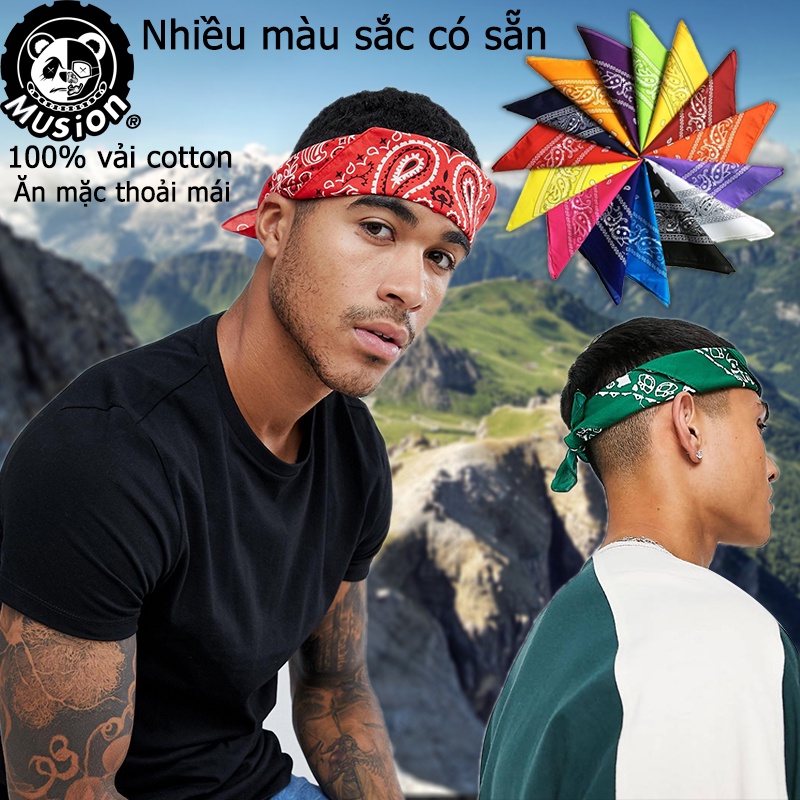 Khăn bandana hình đầu lâu phong cách cá tính 100% cotton kích thước 55cm X 55cm