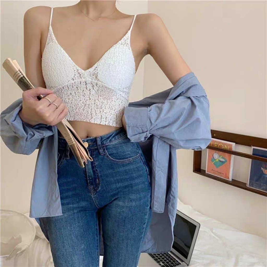 [Mã FAMAYWA giảm 10K đơn 50K] Áo bra croptop ren hoa gợi cảm dây mảnh FLA03 | BigBuy360 - bigbuy360.vn