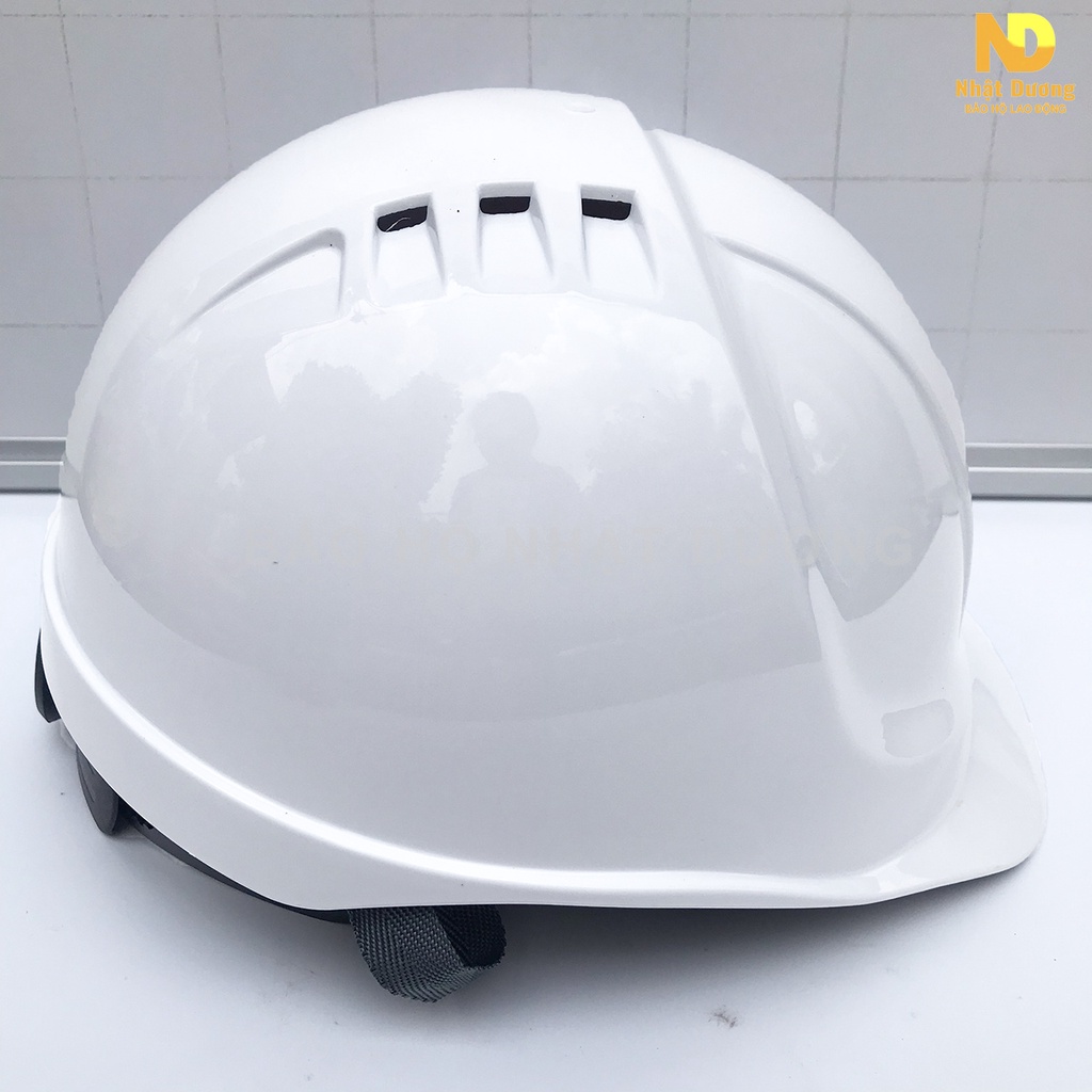 Mũ bảo hộ lao động có lỗ thoát khí HPN09 khóa vặn màu trắng vàng đỏ xanh, Nón bảo hộ lao động Nhật Dương