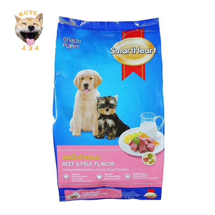 Thức Ăn Puppy Smart Heart Hạt Khô Vị Thịt Bò Và Sữa Cho Chó Con 400gram