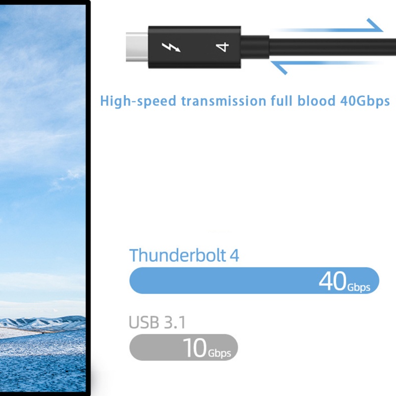 Dây cáp truyền dữ liệu Thunderbolt 4 Type C 40Gbps sử dụng phổ biến dành cho laptop