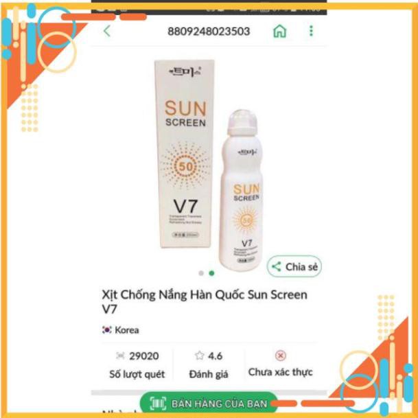 (hottrend 2020) XỊT  CHỐNG NẮNG HÀN QUỐC  SUN SCREEN V7