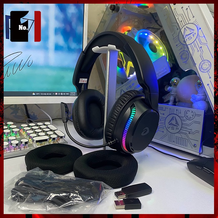Tai Nghe Không Dây Chụp Tai Có Mic LED RGB DareU A710 Wireless Headphone Máy Tính Laptop Pc