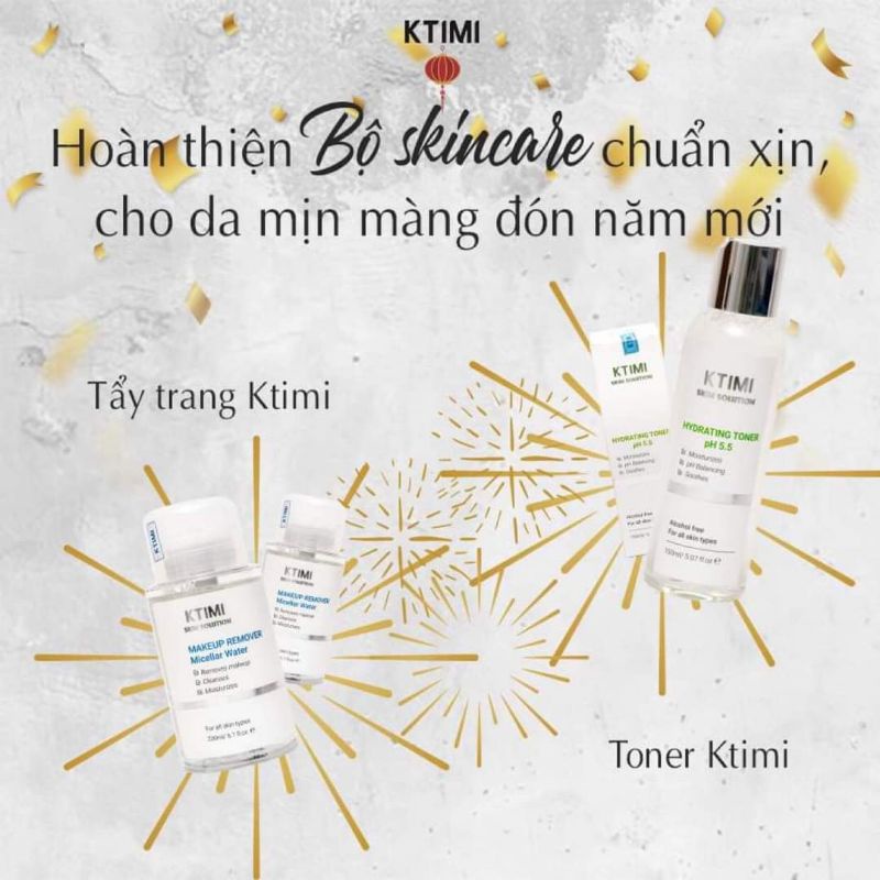 Combo TONE & TẨY TRANG KTIMI Làm Sạch , Cân Bằng Độ PH Của Da, Cấp Ẩm. DR Ngọc Khuyên Dùng.
