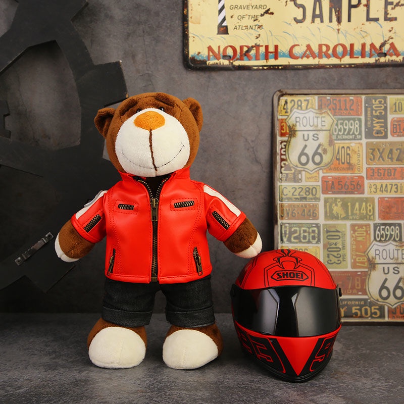 Búp Bê Đồ Chơi Gấu Bông Đội Mũ Bảo Hiểm Trang Trí Ghế Sau Xe Hơi BMW