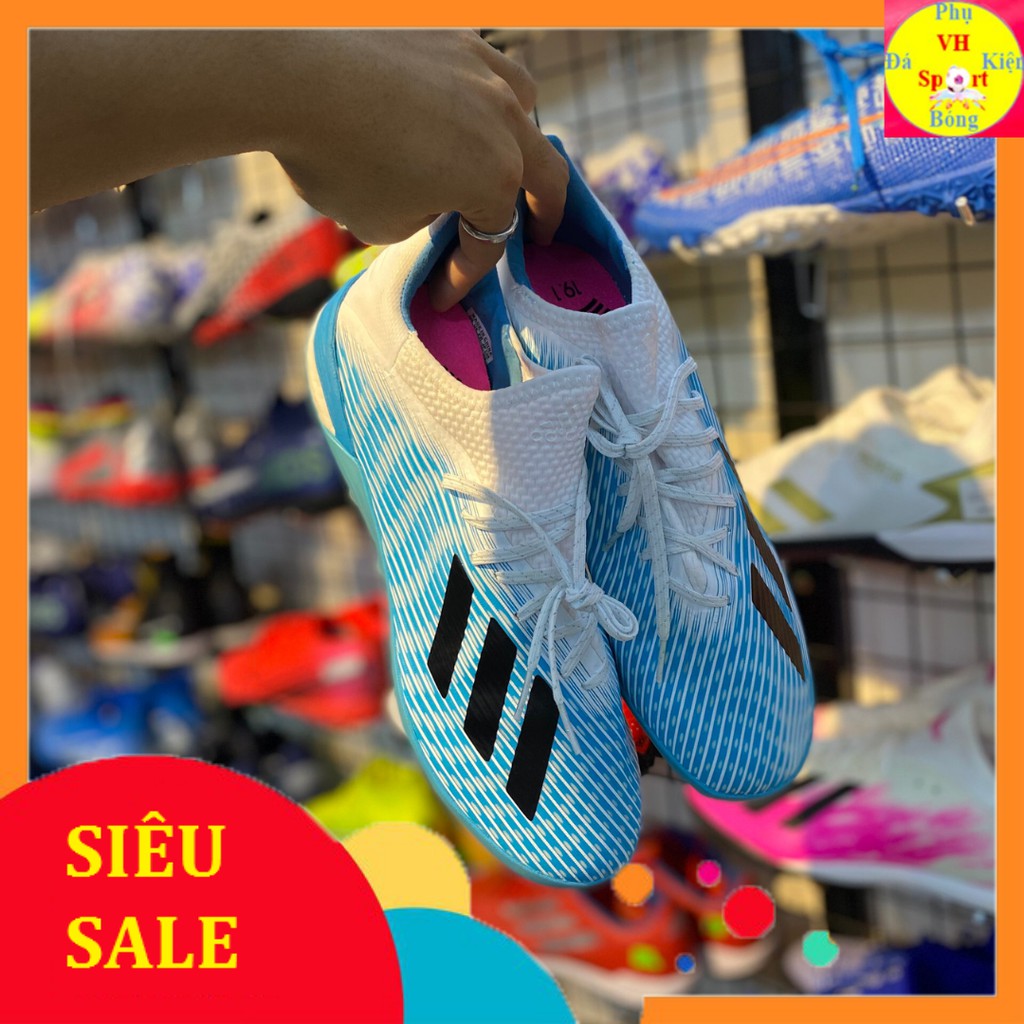 [TẶNG POSTER] Giày đá bóng sân cỏ nhân tạo giá rẻ cao cấp Adidas X 19.1 Xanh Ngọc TF