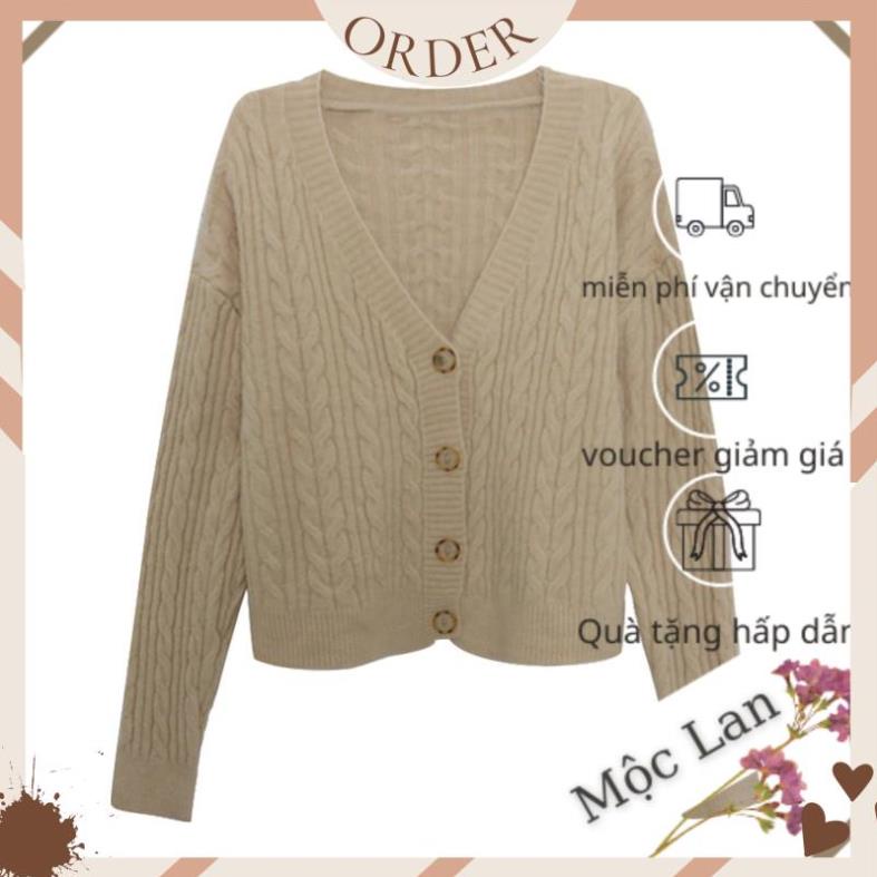 (MộcLan ORDER) Áo cardigan len nữ dày dài tay dài màu trắng, hồng , be chất đẹp hàng quảng châu thời trang thu đông | BigBuy360 - bigbuy360.vn