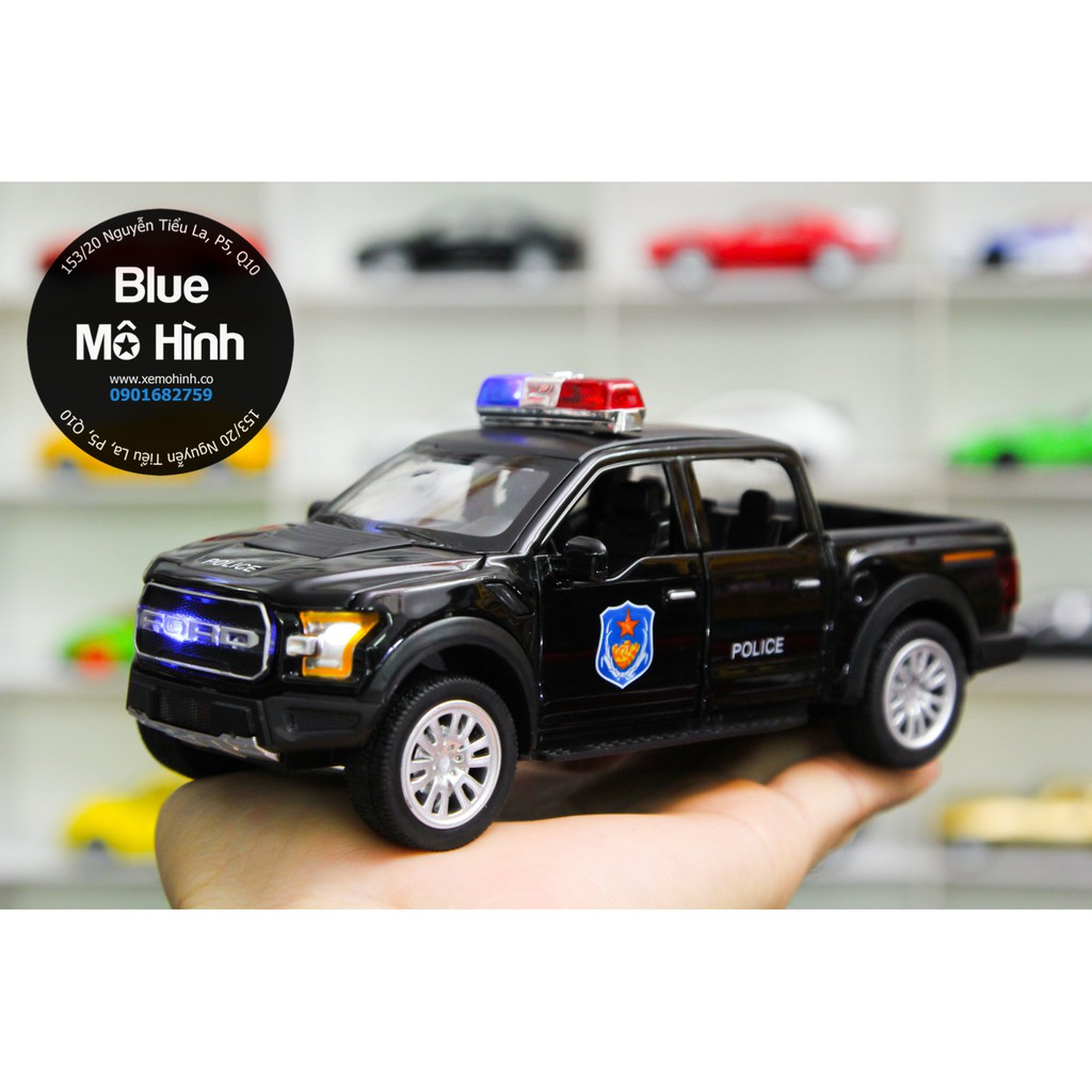 Blue mô hình | Mô hình xe cảnh sát Police Ford F150 Raptor mở hết cửa 1:32 Đen