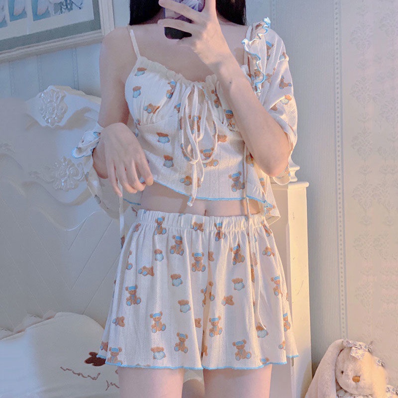 Bộ Đồ Ngủ Hai Dây Họa Tiết Hoạt Hình Dễ Thương Thời Trang Mùa Hè Dành Cho Nữ 2022P