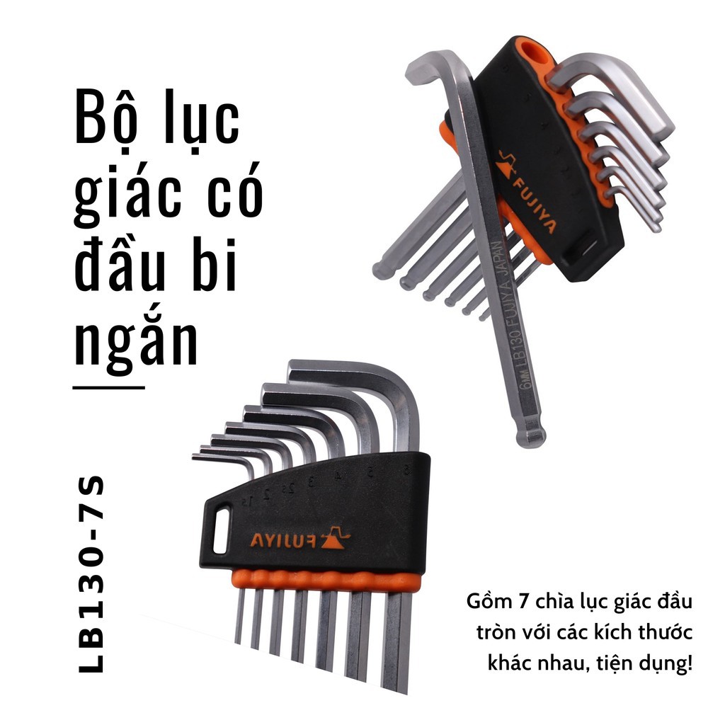 Bộ cờ lê lục giác có đầu bi (ngắn) FUJIYA LB130-7S