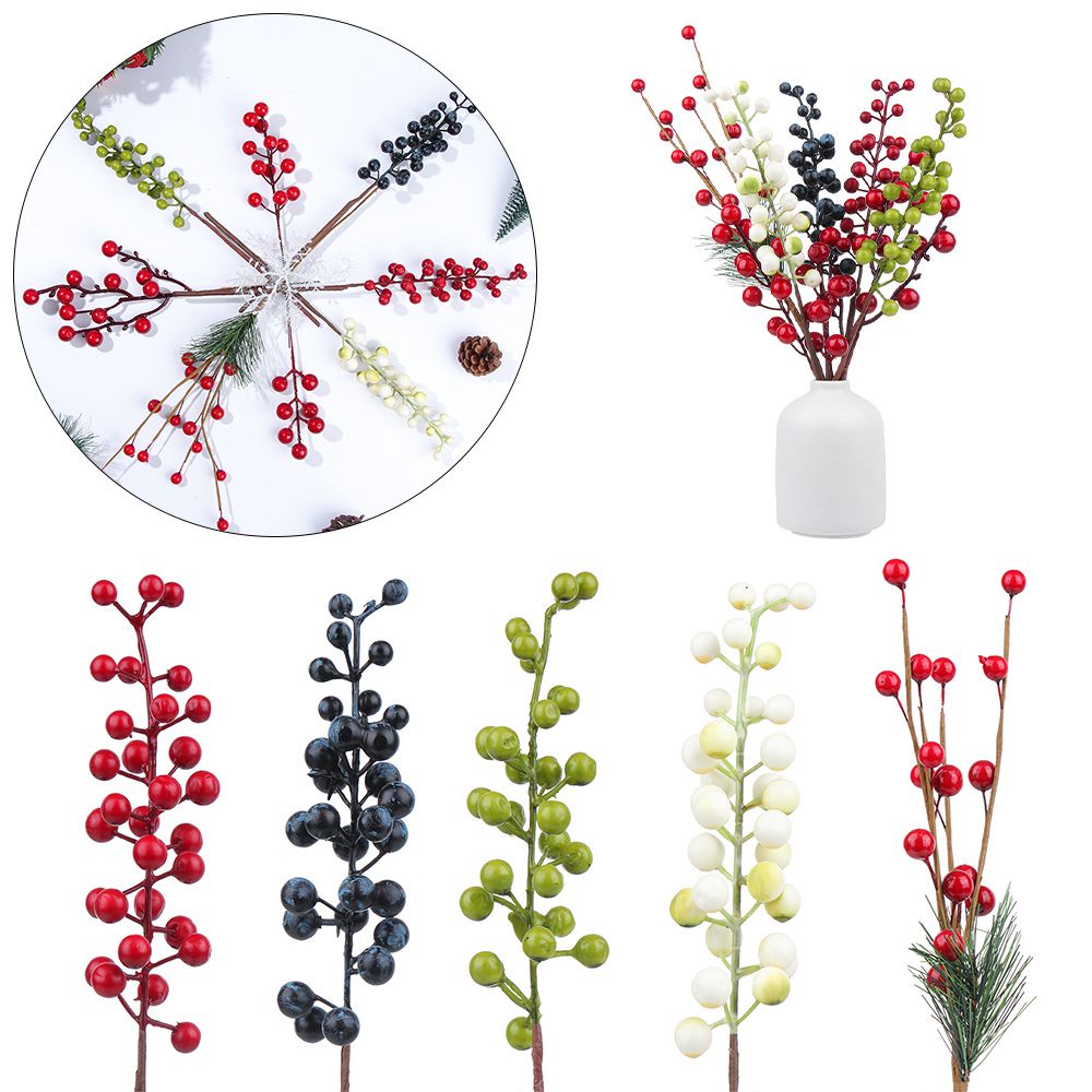 Nhánh cây quả tùng đỏ diy trang trí tiệc giáng sinh độc đáo