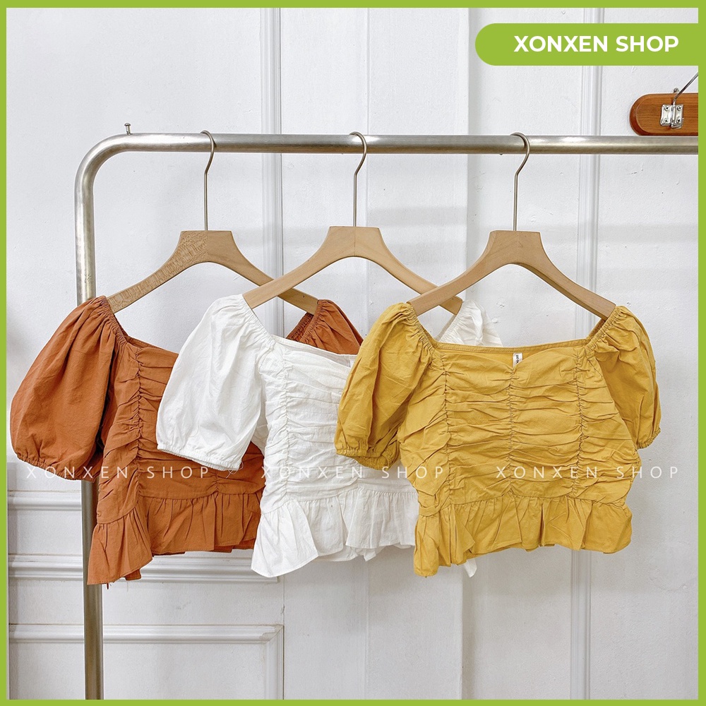 Áo kiểu nữ áo kiểu croptop chun ngực siêu tôn dáng XONXEN SHOP QUẢNG NGÃI freesize mã 3306