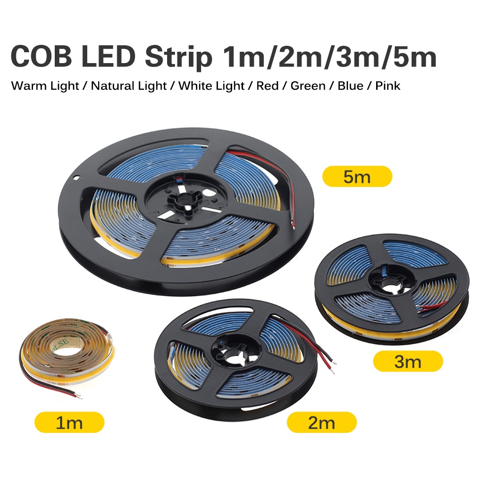 Dây Đèn LED DC12V 24V 480 Bóng / m COB Dài 1m / 2m / 3m / 5m