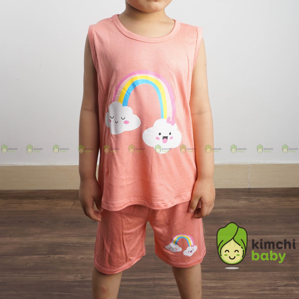 Bộ Ba Lỗ Bé Gái, Bé Trai Minky Mom Vải Thun Lạnh Họa Tiết Kute Đáng Yêu, Áo Ba Lỗ Cho Bé Mặc Nhà Thoáng Mát MKM3LO2103