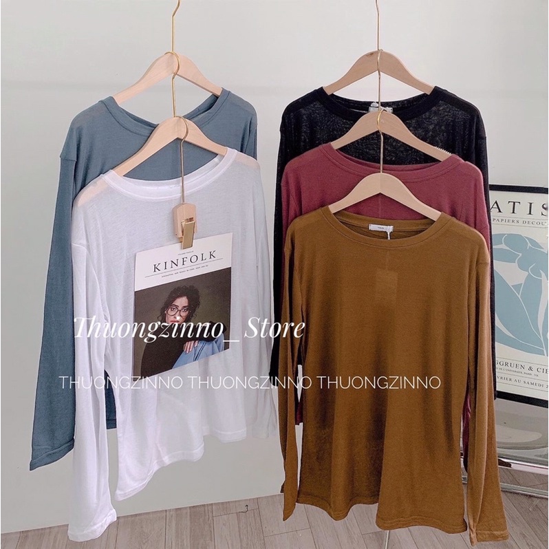 [Hàng Quảng Châu]Áo phông giấy chất đẹp 203 hàng Quảng Châu Áo phông giấy dài tay form rộng dáng mới