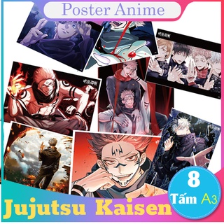 [Giá Siêu Hời] Set 8 tấm poster Jujutsu Kaisen kích thước A3 Chú Thuật Hồi Chiến anime áp phích siêu chất