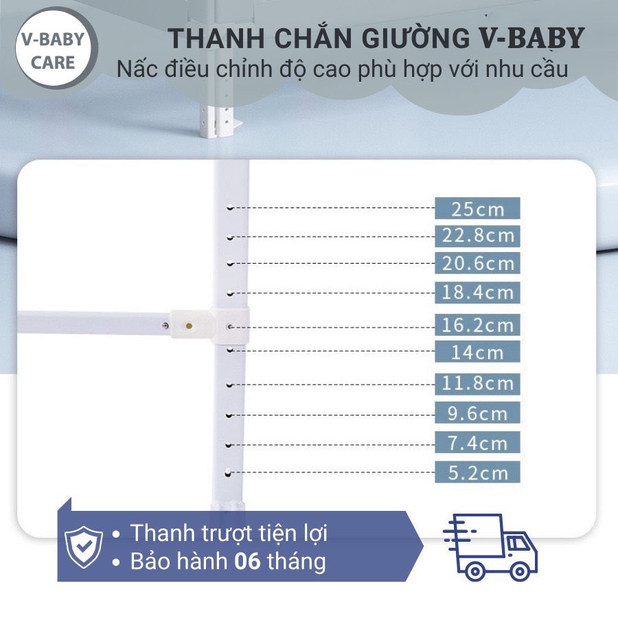 Thanh Chắn Giường V-Baby N1, V-Baby Khủng Long Plus Nâng Hạ Nhanh 1 Bên 2023 và V-Baby N1S