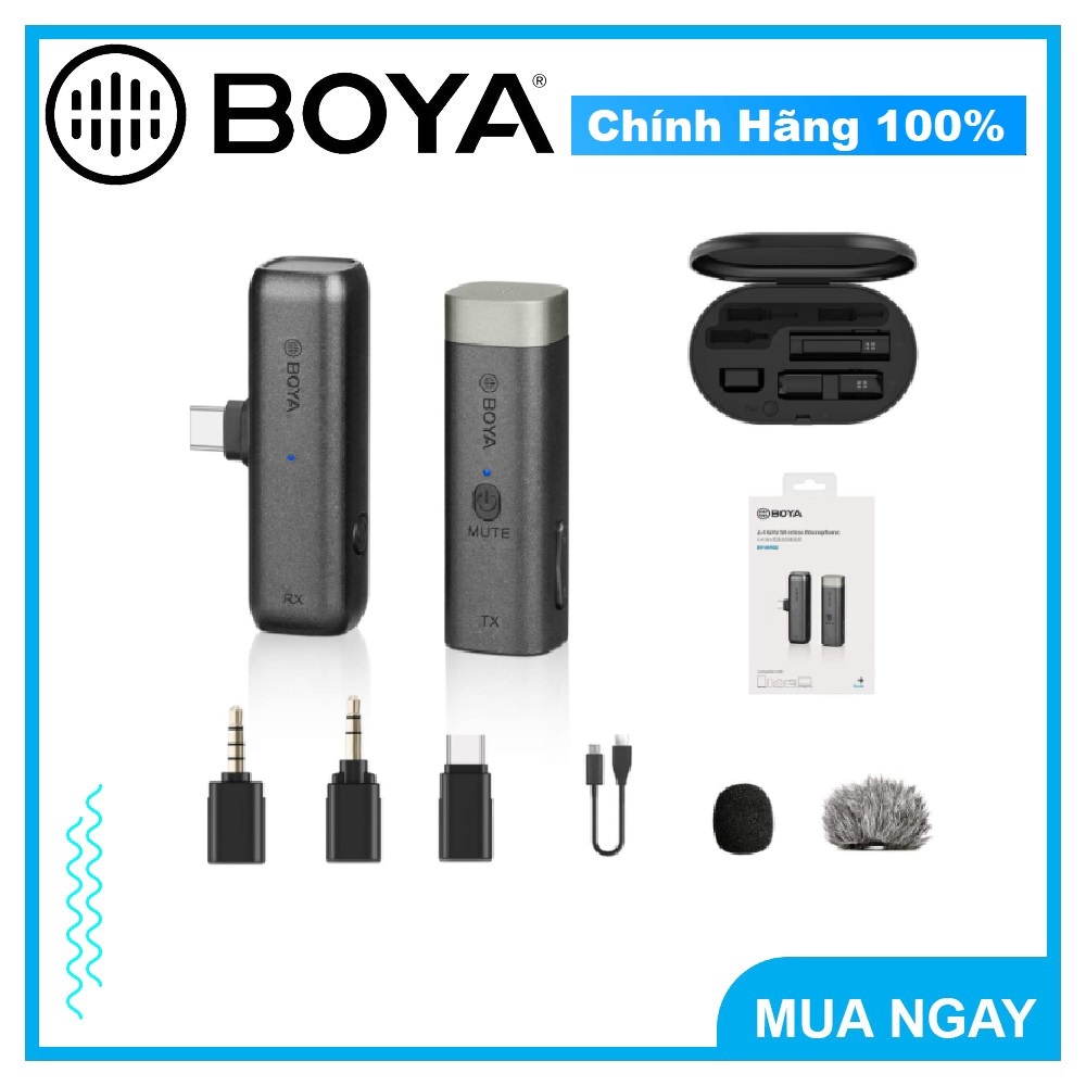 BOYA BY-WM3U - Micro thu âm không dây dành cho Điện thoại Android và Máy ảnh - Hàng Chính Hãng