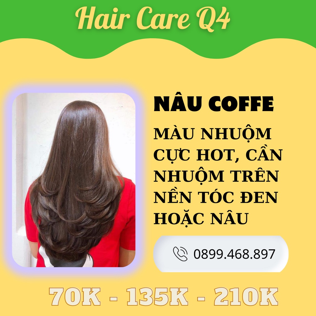 Thuốc Nhuộm tóc màu nâu COFFE, NÂU CÔNG SỞ, NÂU PHỦ BẠC, NÂU TRẦM, nhuộm tóc nâu vừa, nhuộm màu nâu sáng da-Hair CAre Q4